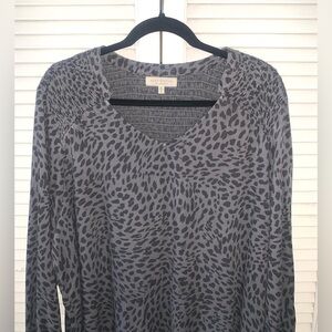 Side Stitch Smocked Yoke Printed Tunic